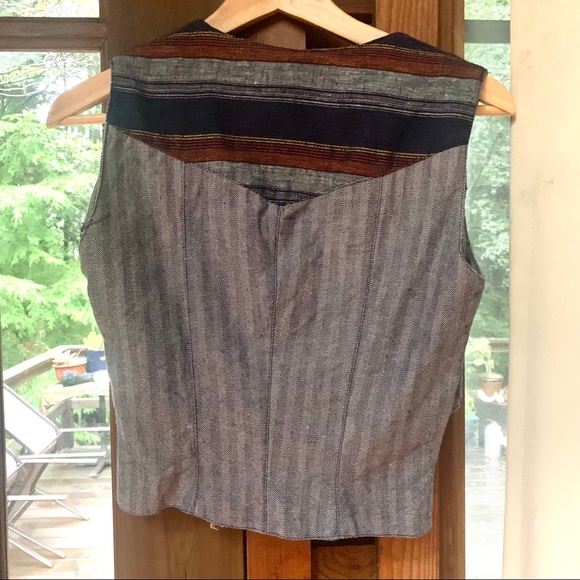 Vintage 1970s Serape Denim Vest - Picture 4 of 7